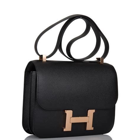 hermes constance 24 epsom noir with rose gold hardware|Hermes constance 24 bags.